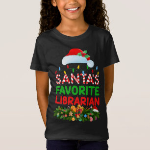 Xmas Lighting Santa's Favorite Librarian Christmas T-Shirt