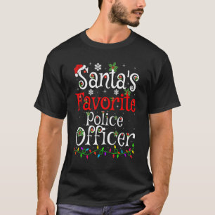 Xmas Lighting Santa's Favorite Police Officer Chri T-Shirt