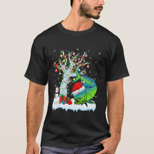 Xmas Lighting Tree Santa Hat Mahi Mahi Fish Christ T-Shirt