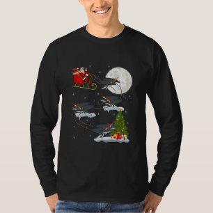 Xmas Lighting Tree Santa Riding Humpback Whale T-Shirt