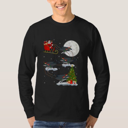 Xmas Lighting Tree Santa Riding Humpback Whale T_Shirt
