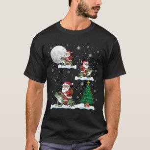 Xmas Lighting Tree Santa Riding Ison Dart Frog Chr T-Shirt
