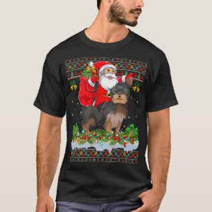 Xmas Lighting Ugly Santa Riding Yorkshire Terrier  T-Shirt