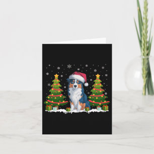 Xmas Lights Australian Shepherd Dog Santa Christma Card