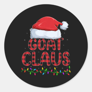 Xmas Lights Buffalo Plaid Goat Santa Claus Christm Classic Round Sticker
