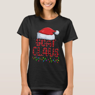 Xmas Lights Buffalo Plaid Goat Santa Claus Christm T-Shirt