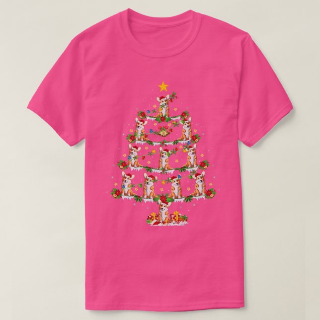 Xmas Lights Cardigan Welsh Corgi Dog Christmas Tre T-Shirt (Design Front)