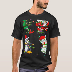 Xmas Lights Dabbing Santa Elf Friends Christmas Da T-Shirt