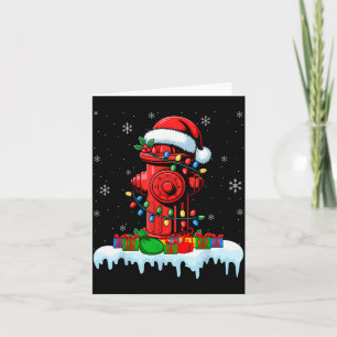Xmas Lights Fire Hydrant Firefighter Christmas  Card