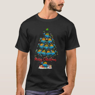 Xmas Lights Funny Santa Spinosaurus Dinosaur Chris T-Shirt