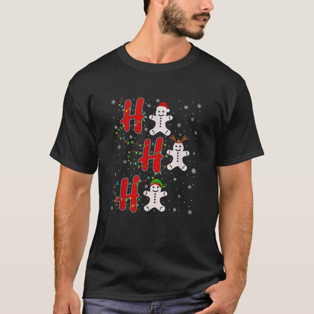 Xmas Lights HO HO HO Ginger Beard Man Funny Ugly C T-Shirt (Front)