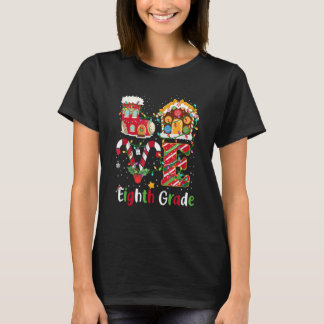Xmas Lights Love Eighth Grade Teacher Christmas T-Shirt