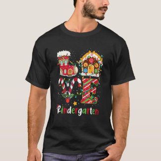 Xmas Lights Love Kindergarten Teacher Christmas T-Shirt