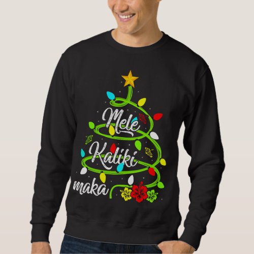 Xmas Lights Mele Kalikimaka Hawaiian Christmas Tre Sweatshirt