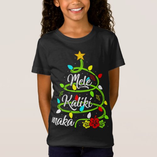 Xmas Lights Mele Kalikimaka Hawaiian Christmas Tre T_Shirt