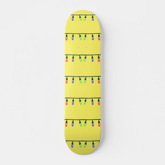 Xmas lights on yellow skateboard (Front)