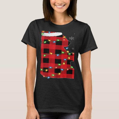 Xmas Lights Red Buffalo Plaid Panda Christmas Paja T_Shirt