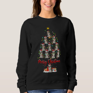 Xmas Lights Santa Bearded Collie Dog Christmas Tre Sweatshirt
