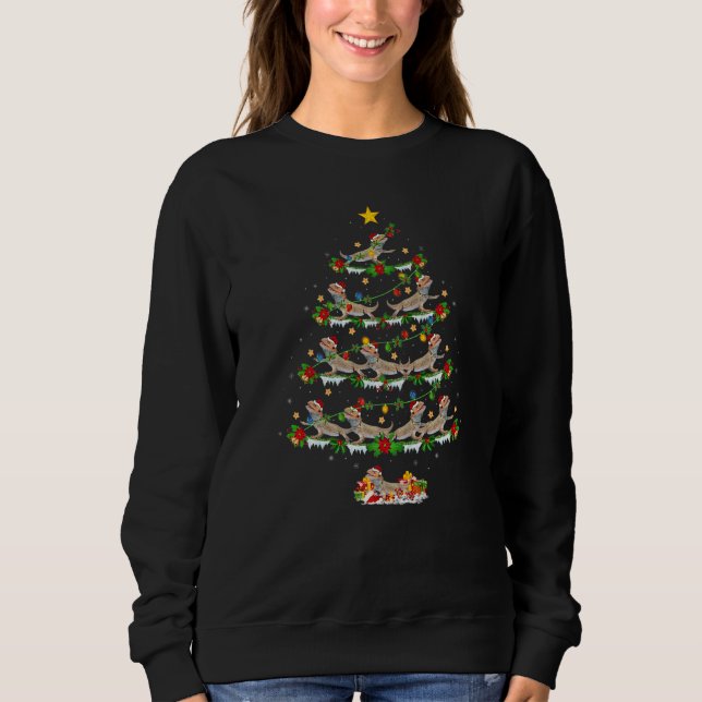 Xmas Lights Santa Bearded Dragon Christmas Tree Sweatshirt (Front)