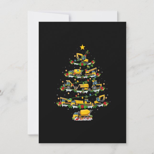 Xmas Lights Santa Construction Truck Christmas Tre Invitation (Front)