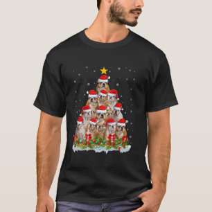 Xmas Lights Santa English Bulldog Christmas Tree T-Shirt