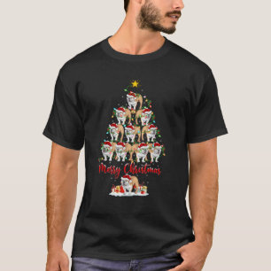 Xmas Lights Santa English Bulldog Christmas Tree T-Shirt
