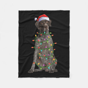 Xmas Lights Santa German Shorthaired Inter Dog Chr Fleece Blanket