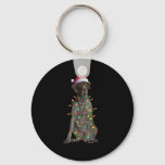 Xmas Lights Santa German Shorthaired Inter Dog Chr Keychain