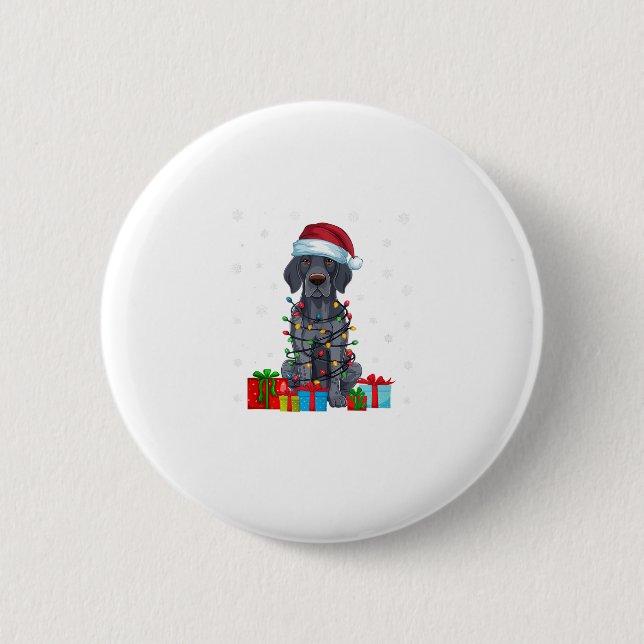 Xmas Lights Santa German Shorthaired Pointer Dog C Button (Front)