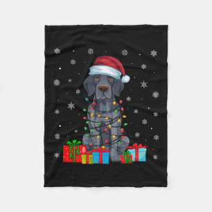 Xmas Lights Santa German Shorthaired Pointer Dog C Fleece Blanket