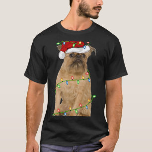 Xmas Lights Santa Hat Brussels Griffon Dog Christm T-Shirt