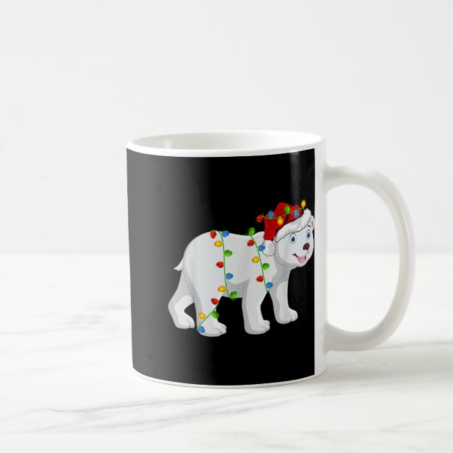 Xmas Lights Santa Hat Lar Bear Christmas  Coffee Mug (Right)