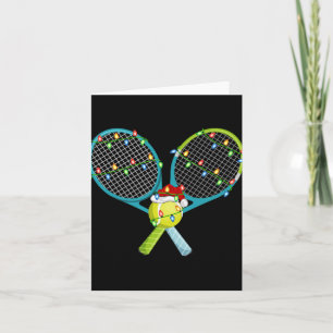 Xmas Lights Santa Hat Tennis Christmas Premium T S Card