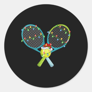 Xmas Lights Santa Hat Tennis Christmas Premium T S Classic Round Sticker