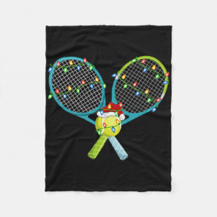 Xmas Lights Santa Hat Tennis Christmas Premium T S Fleece Blanket
