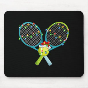 Xmas Lights Santa Hat Tennis Christmas Premium T S Mouse Pad