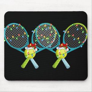 Xmas Lights Santa Hat Tennis Christmas Premium T S Mouse Pad