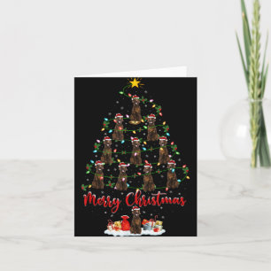 Xmas Lights Santa Irish Setter Dog Christmas Tree Card