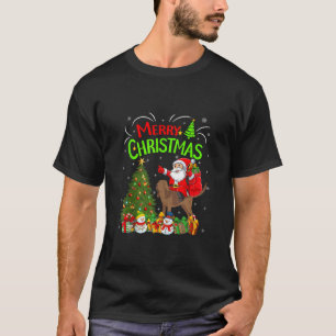 Xmas Lights Santa Riding Rhodesian Ridgeback Dog C T-Shirt