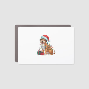 Xmas Lights Santa Wirehaired Pointing Griffon Dog  Car Magnet