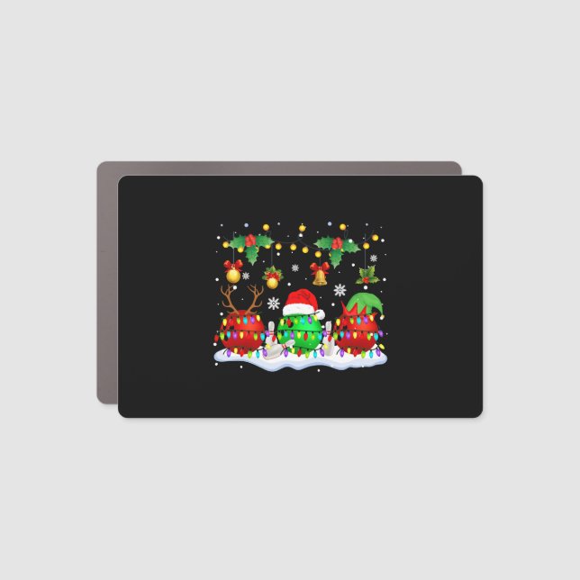 Xmas Lights Three Reindeer Bowling Balls Player Car Magnet (Front)
