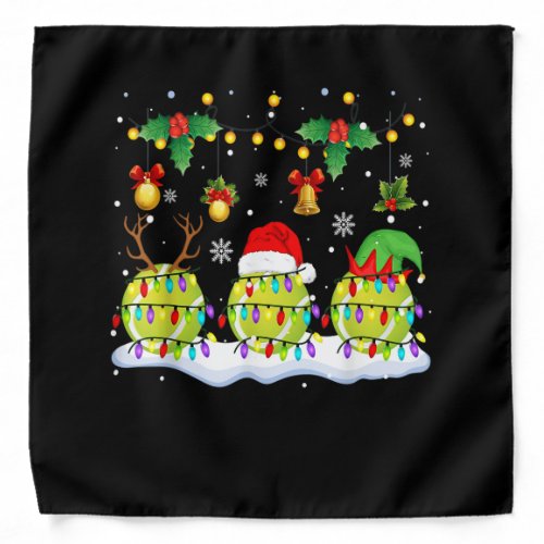 Xmas Lights Three Reindeer Santa Elf Tennis Balls Bandana