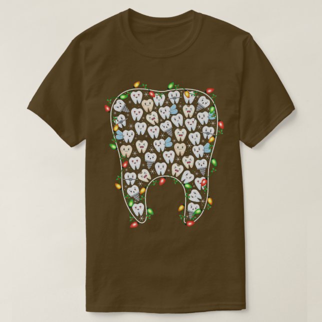Xmas Lights Tooth Teeth Dental Assistant Dentist C T-Shirt (Design Front)