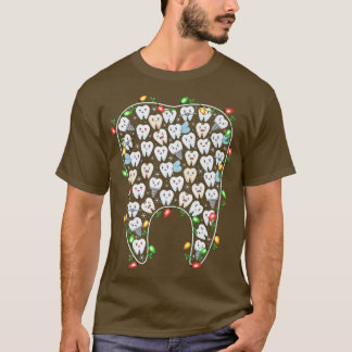 Xmas Lights Tooth Teeth Dental Assistant Dentist C T-Shirt