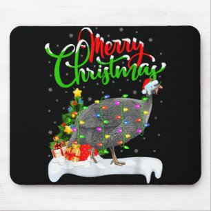 Xmas Lights Tree Santa Guinea Fowl Bird Merry Chri Mouse Pad