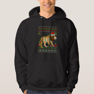 Xmas Lights Ugly Sweater Style Santa Mountain Lion