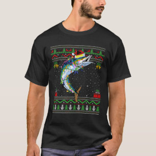 Xmas Lights Ugly Sweater Style Santa Wahoo Fish Ch