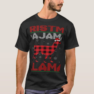 Xmas Llama Red Buffalo Plaid Ugly Llama Christmas T-Shirt