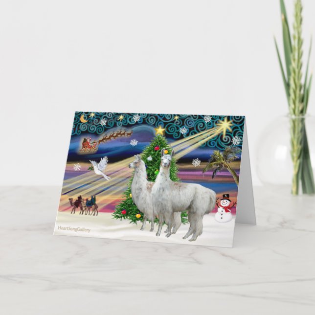 Xmas Magic - 2 Llamas Holiday Card (Front)