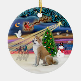 Xmas Magic - Akita Inu 2 Ceramic Ornament